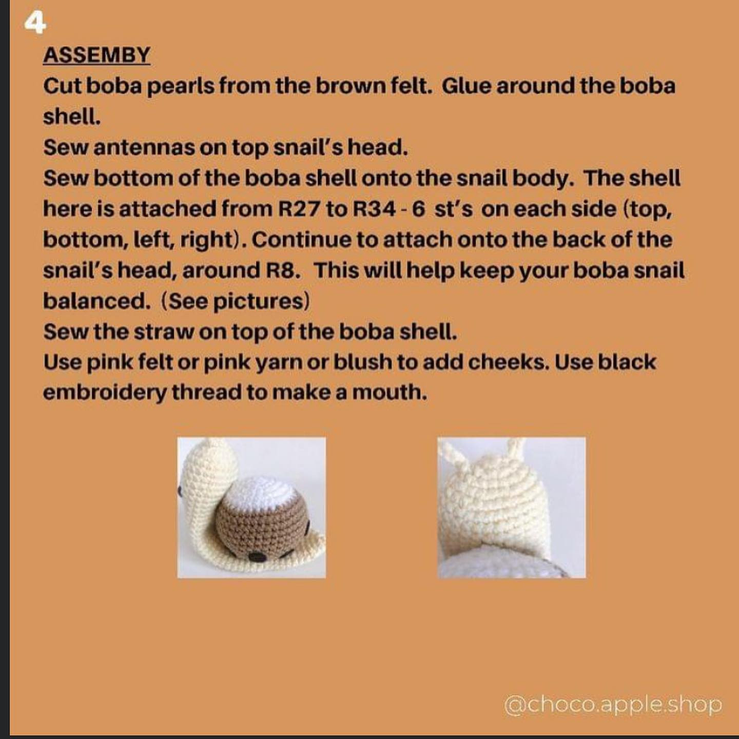 Boba snail crochet pattern