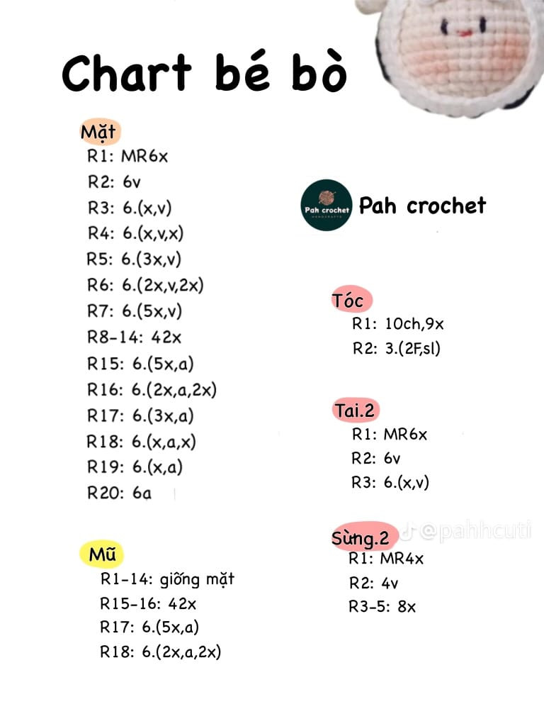 Chart móc bé bò, rùa ong, bé xanh, xương heo