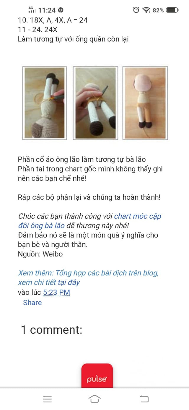 Chart móc cặp ông già dễ thương làm quà cưới.