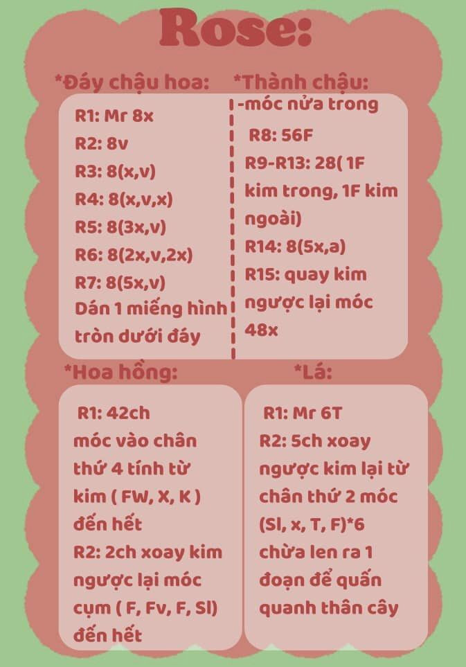 Chart móc chậu hoa hồng.