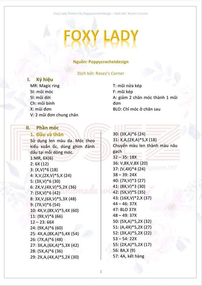 Chart móc foxy lady