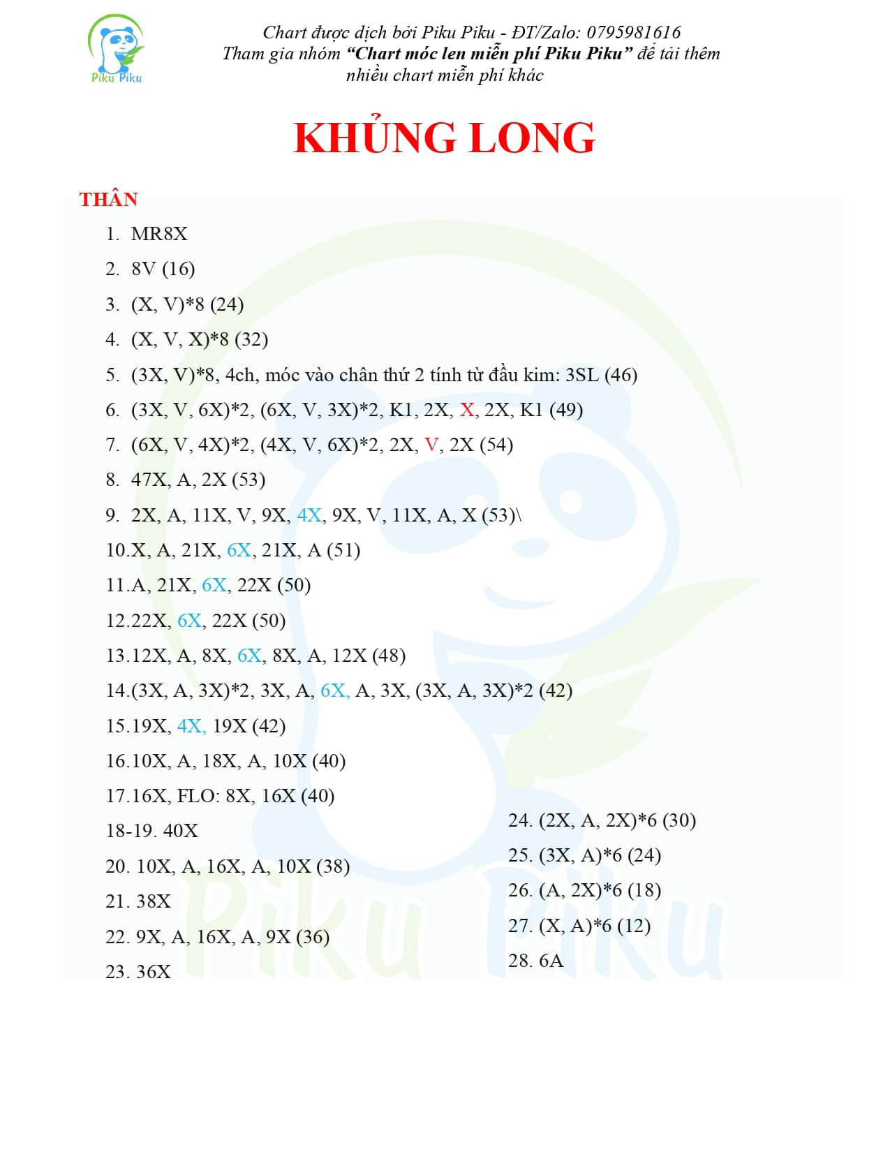 Chart móc gà, heo, thỏ, gấu trúc, khủng long.....