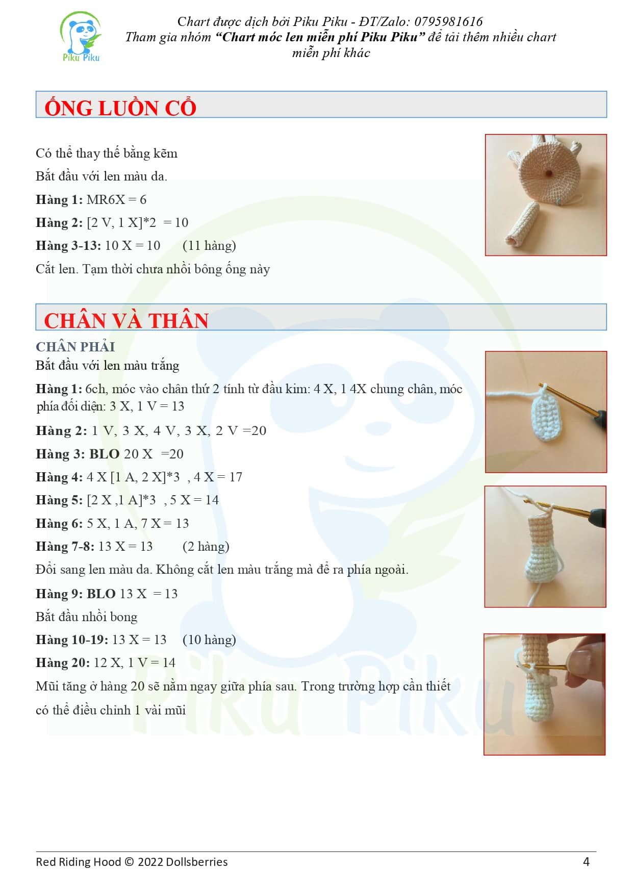 Chart móc len bunny doll