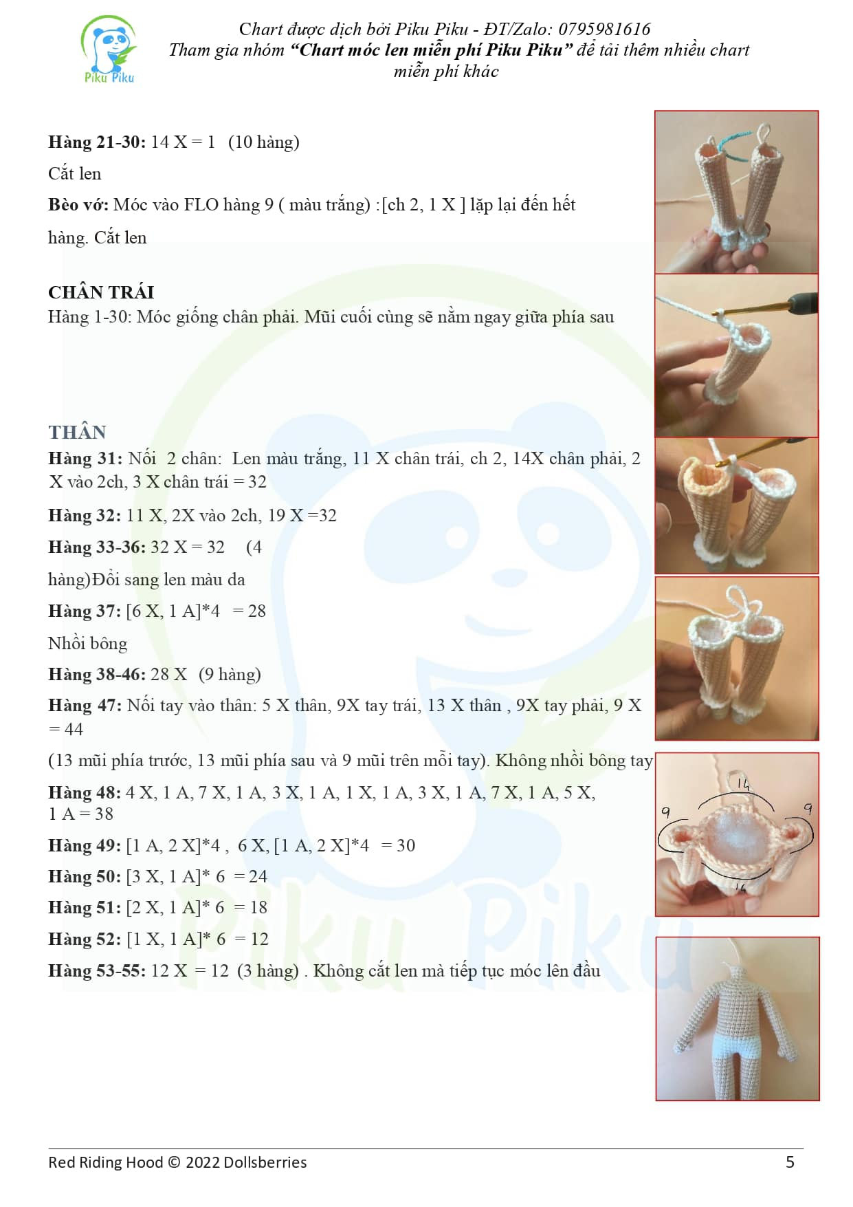 Chart móc len bunny doll