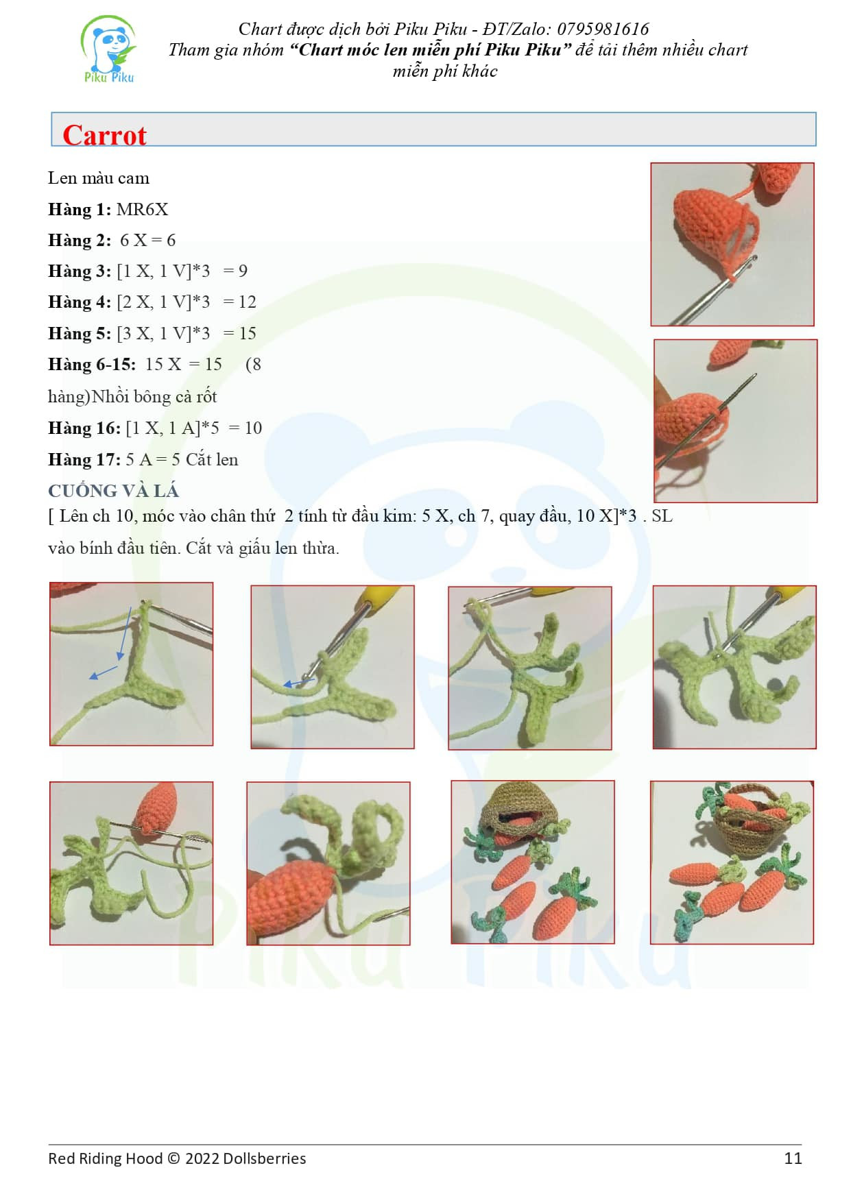 Chart móc len bunny doll