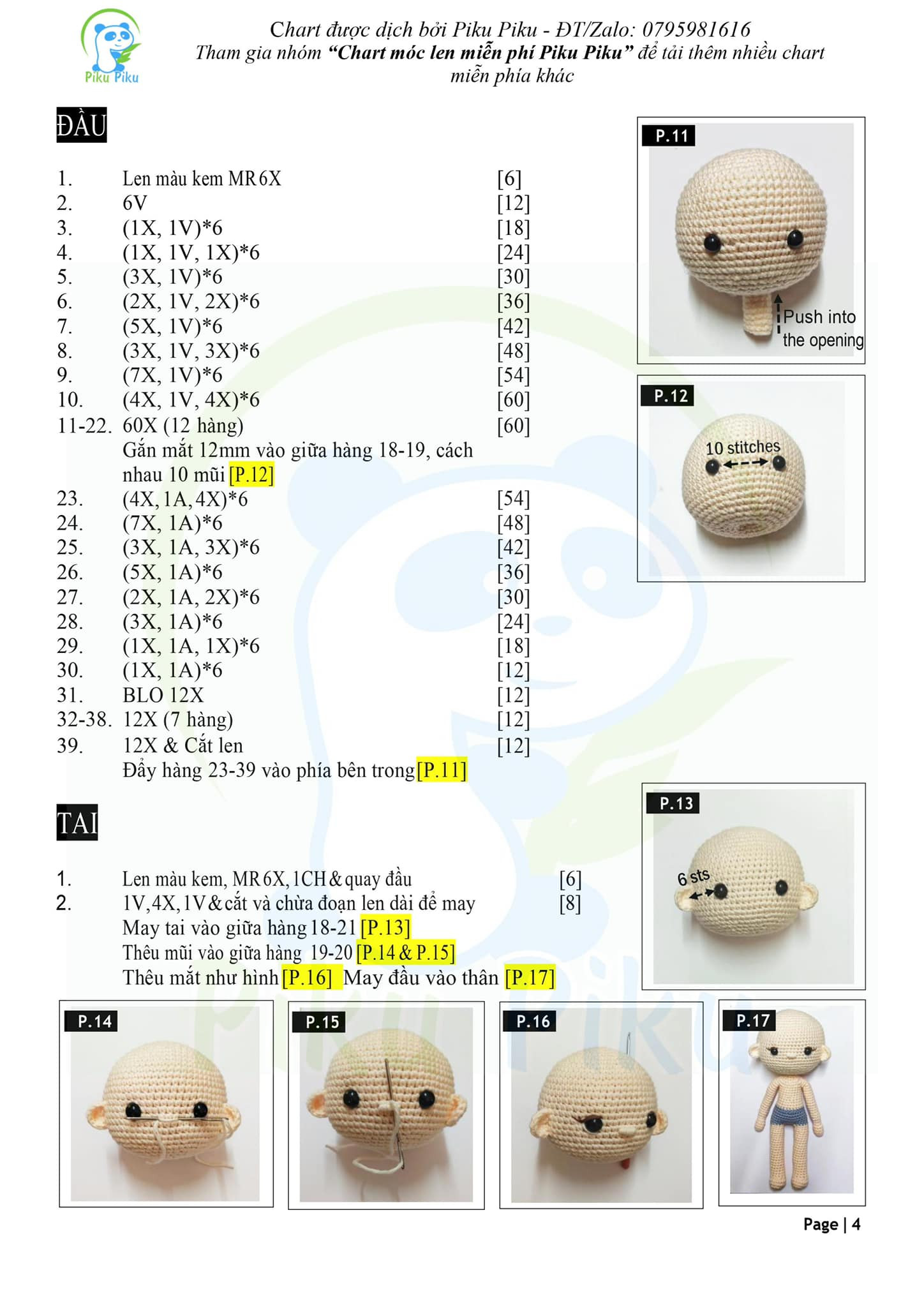 Chart móc len búp bê sweet lilly