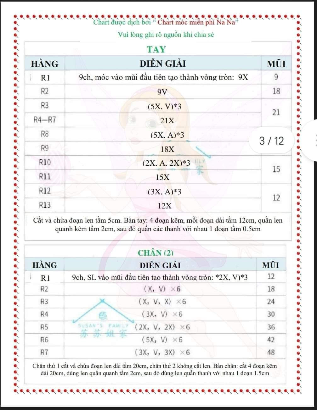 chart móc len gấu đội mũ quả bí ngô, mặc áo màu ghi, quấn cổ.