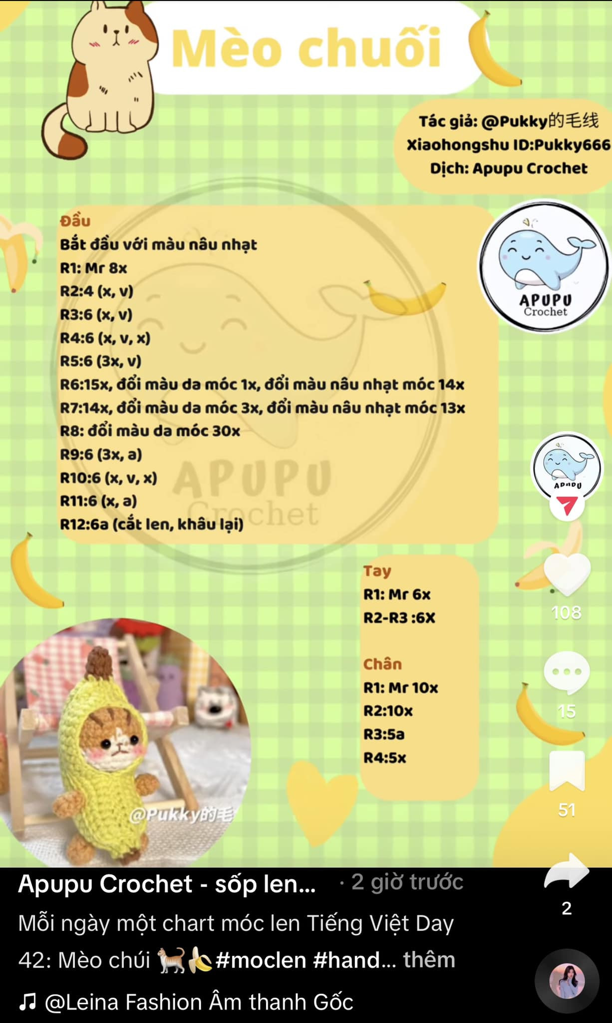 Chart móc len Mèo Chuối