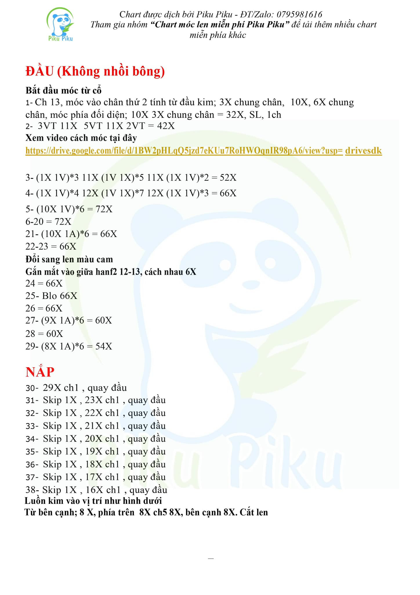 Chart móc len túi đeo búp bê dễ thương.