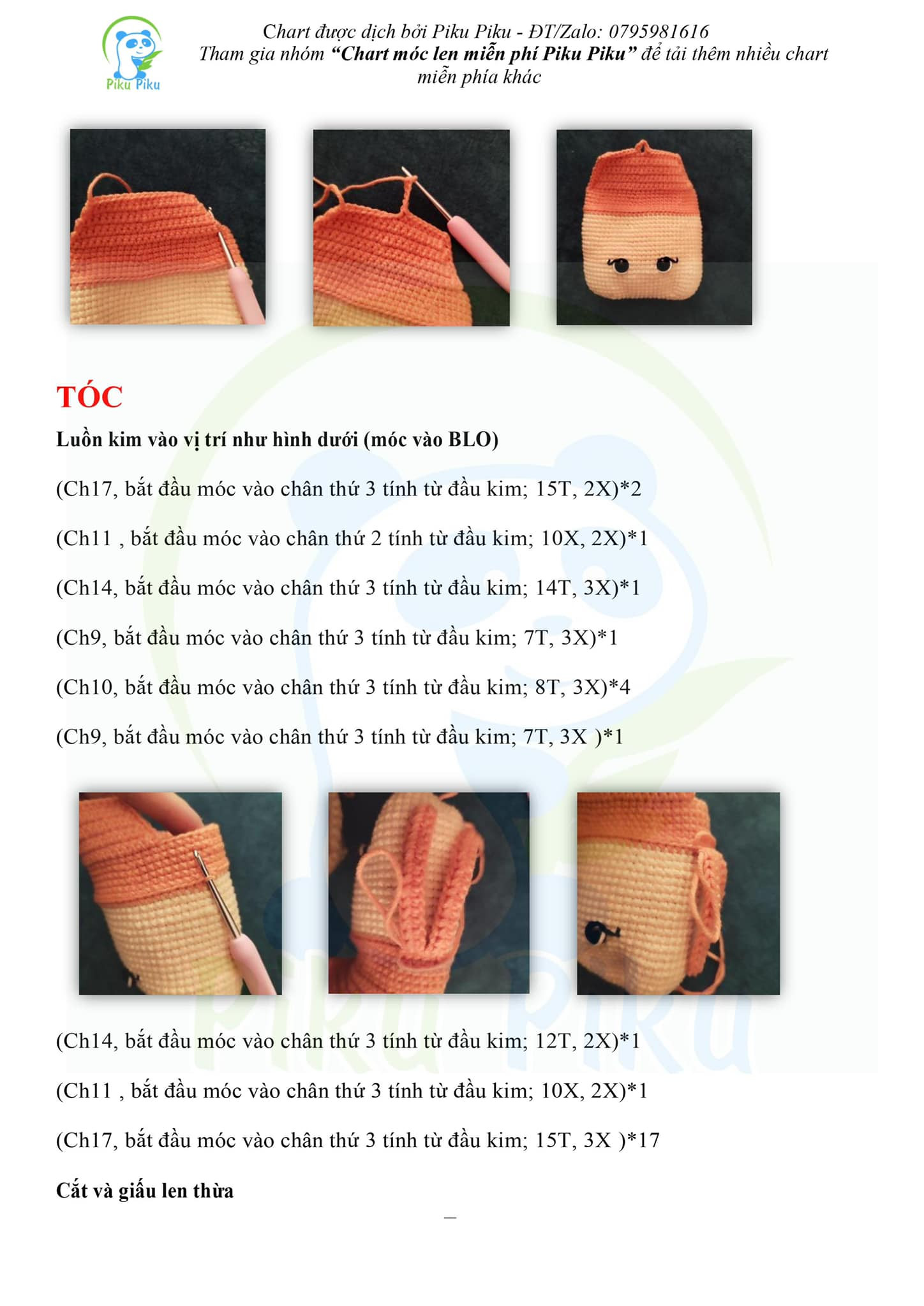 Chart móc len túi đeo búp bê dễ thương.