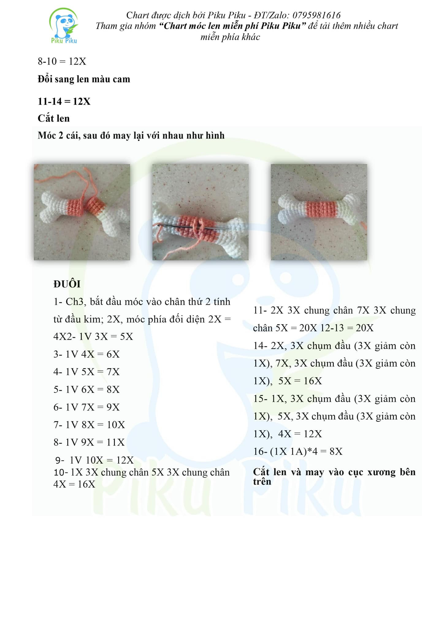 Chart móc len túi đeo búp bê dễ thương.