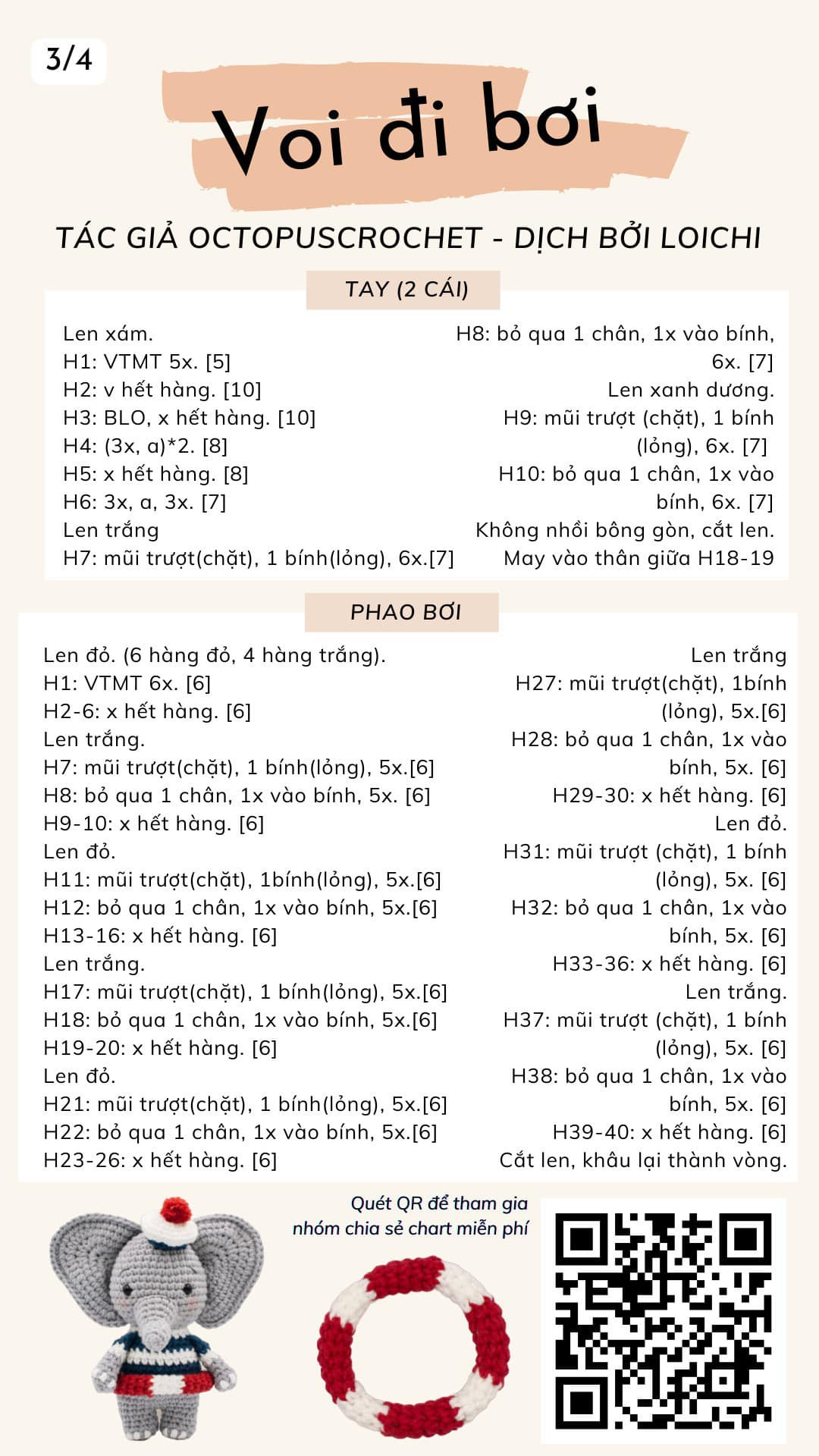 Chart móc len voi đi bơi.