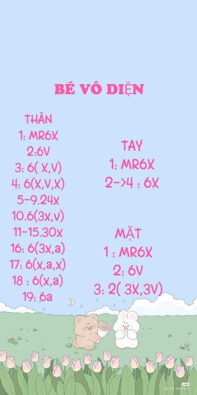 Chart móc móc khóa bé vô diện