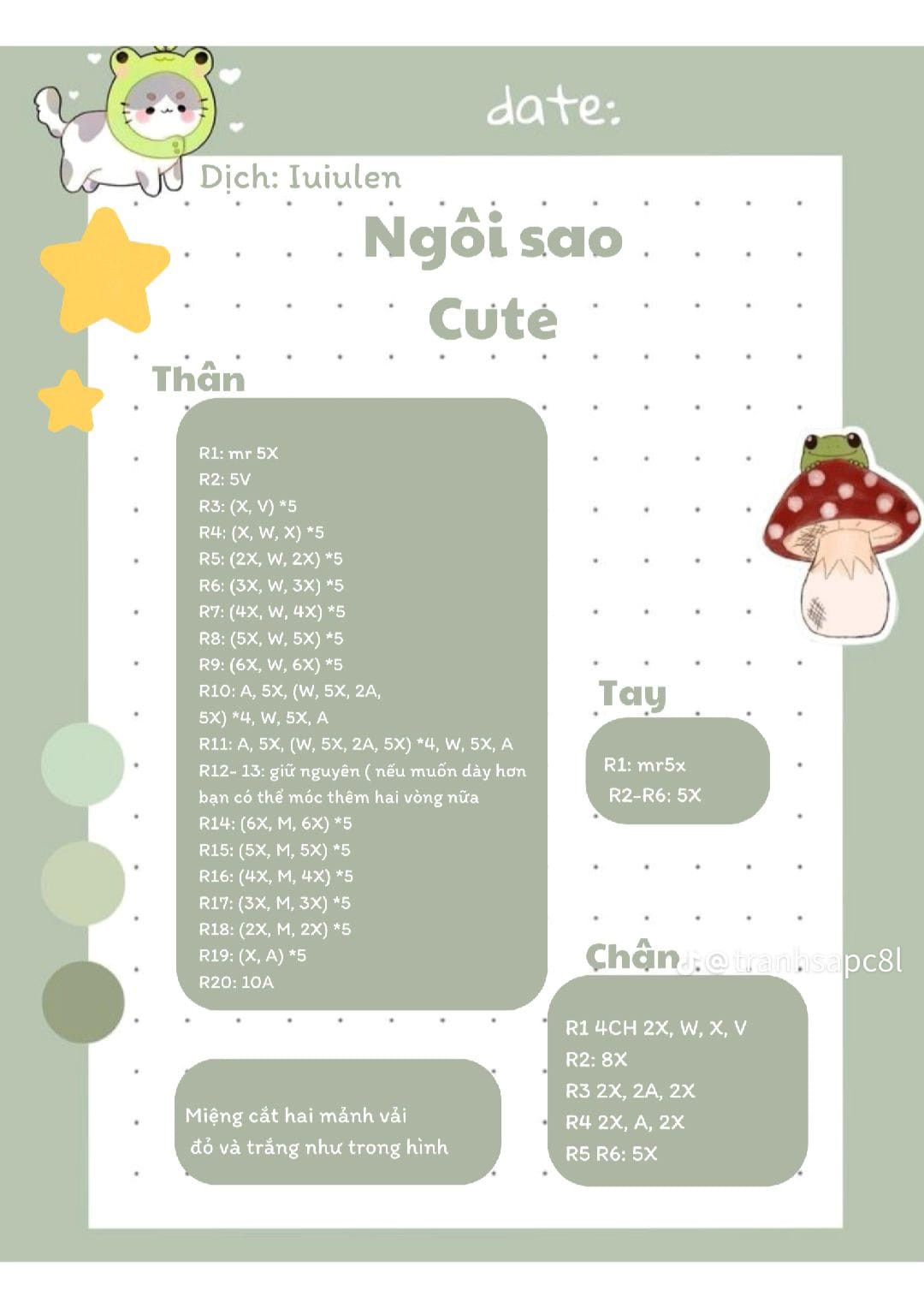 Chart móc Ngôi sao cute