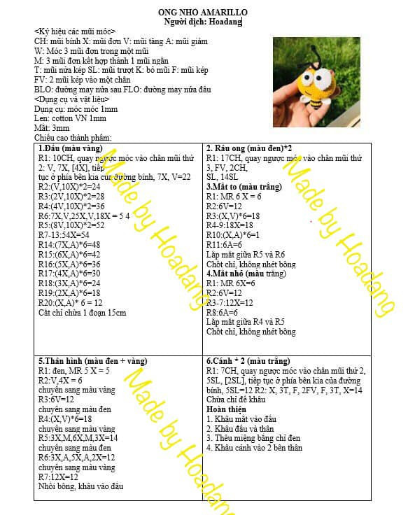 Chart móc Ong nho Amarillo