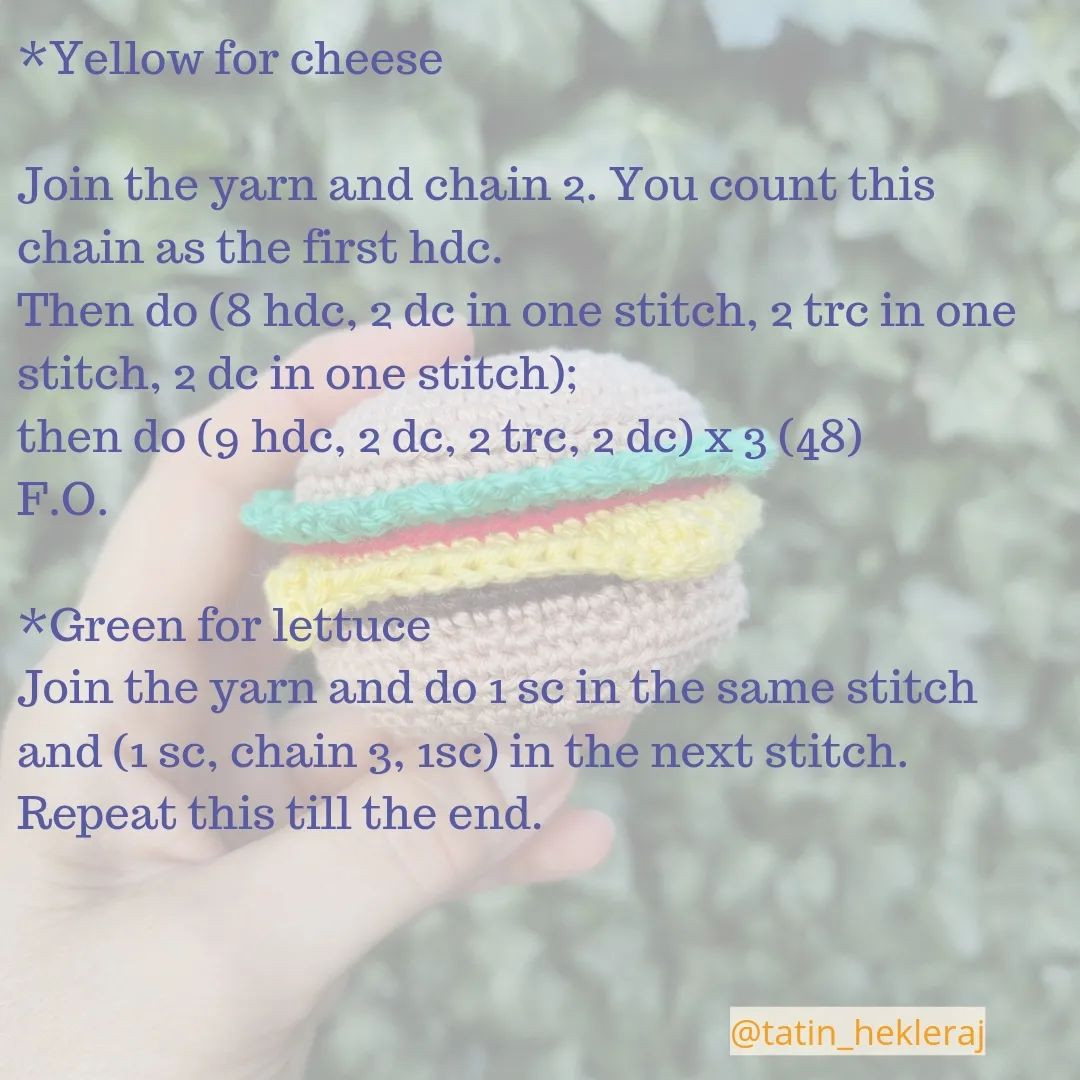 Cheese and lettuce crochet pattern