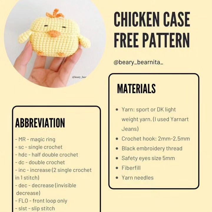 chicken case free pattern