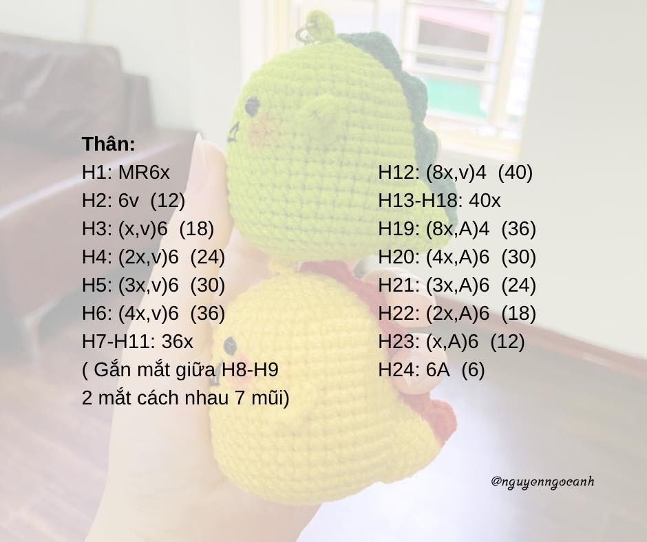 crochet dinosaur keychain pattern.