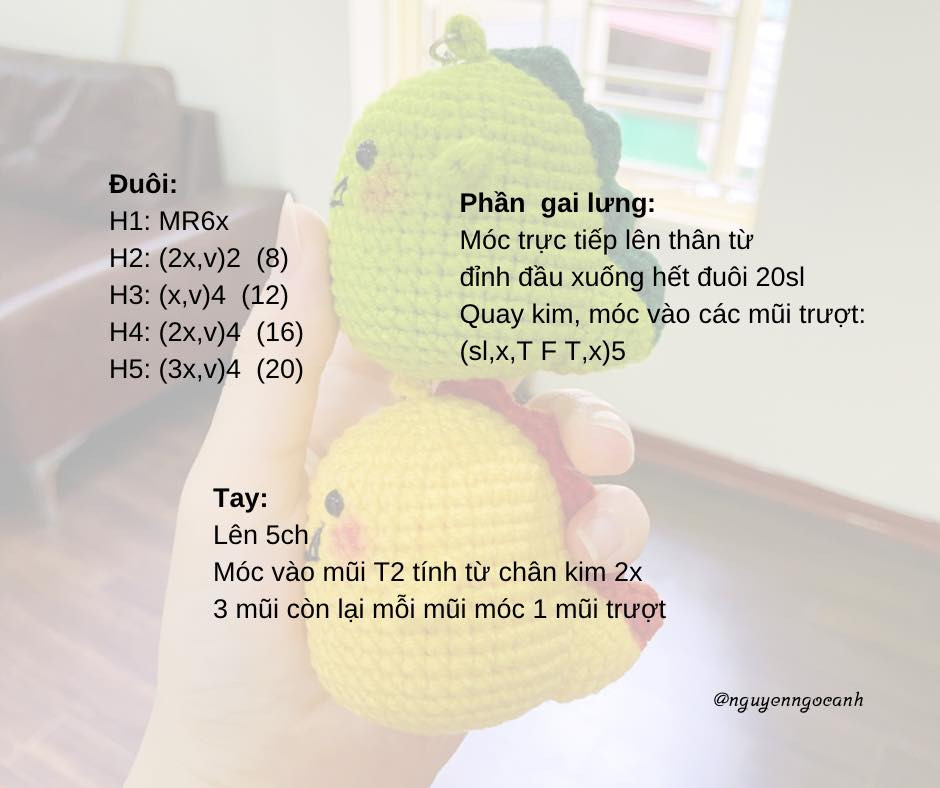 crochet dinosaur keychain pattern.