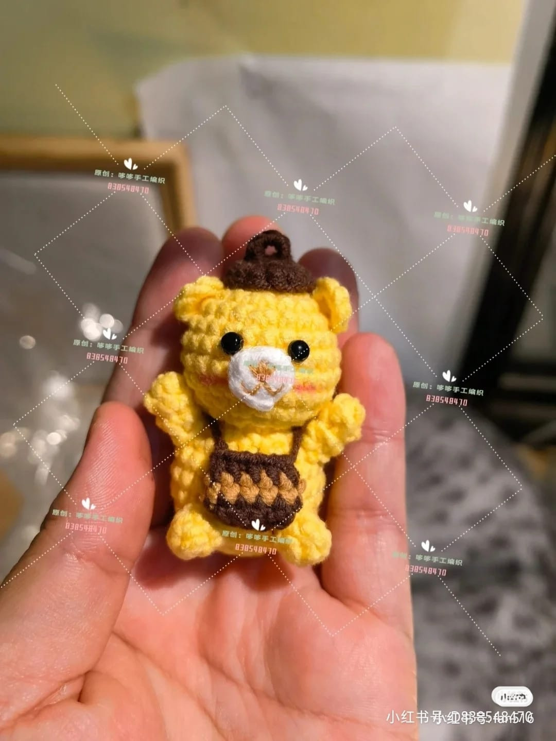 crochet pattern baby tiger doll wearing skirt.