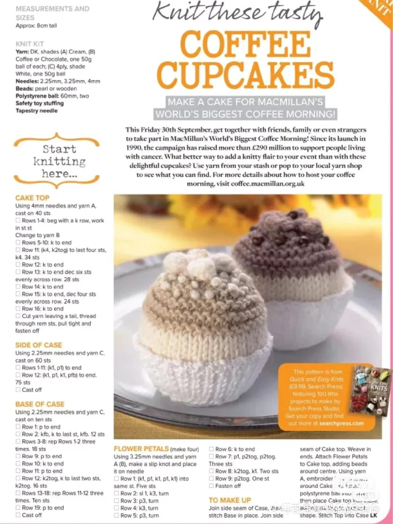 crochet pattern candle, coffee cupcake, donut,