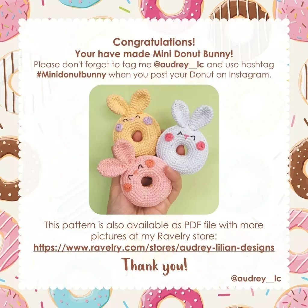 Crochet pattern, donut, rabbit ear