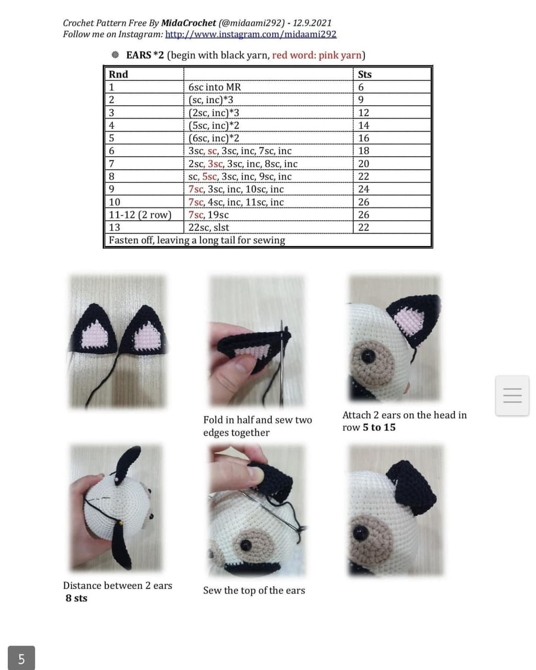 crochet pattern free black-eared dog and black muzzle