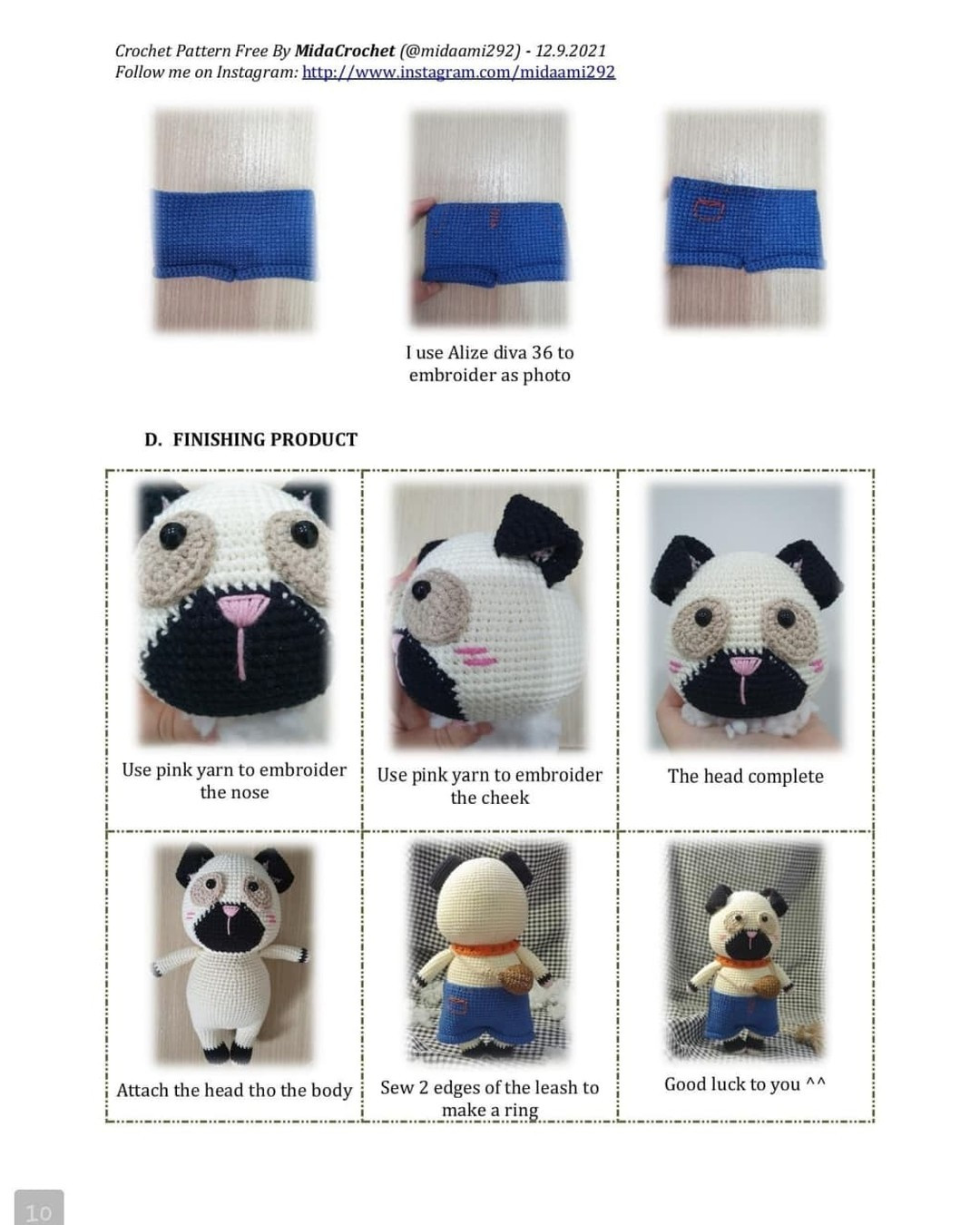 crochet pattern free black-eared dog and black muzzle