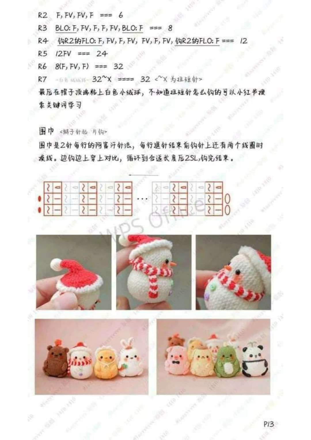 crochet pattern of chicken, pig, rabbit, panda, dinosaur....