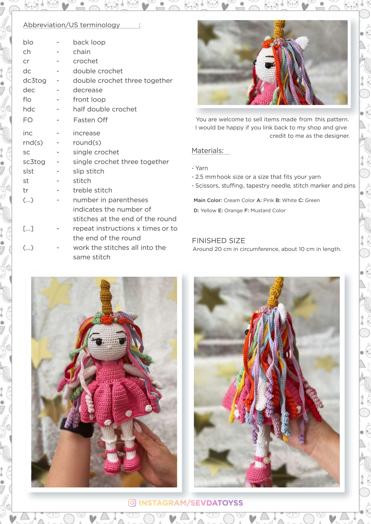 crochet pattern unicorn girl