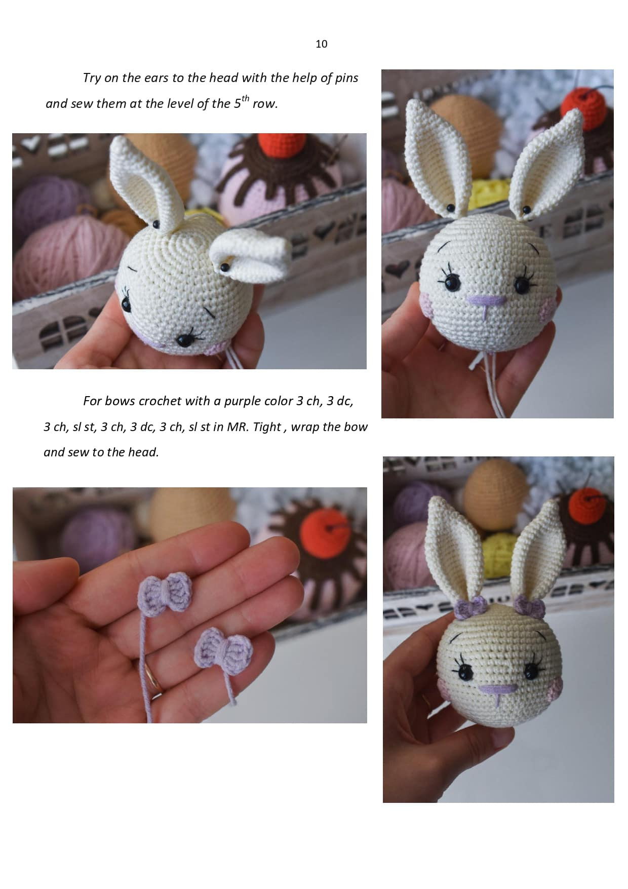 crochet pattern white rabbit, wearing yellow dress.