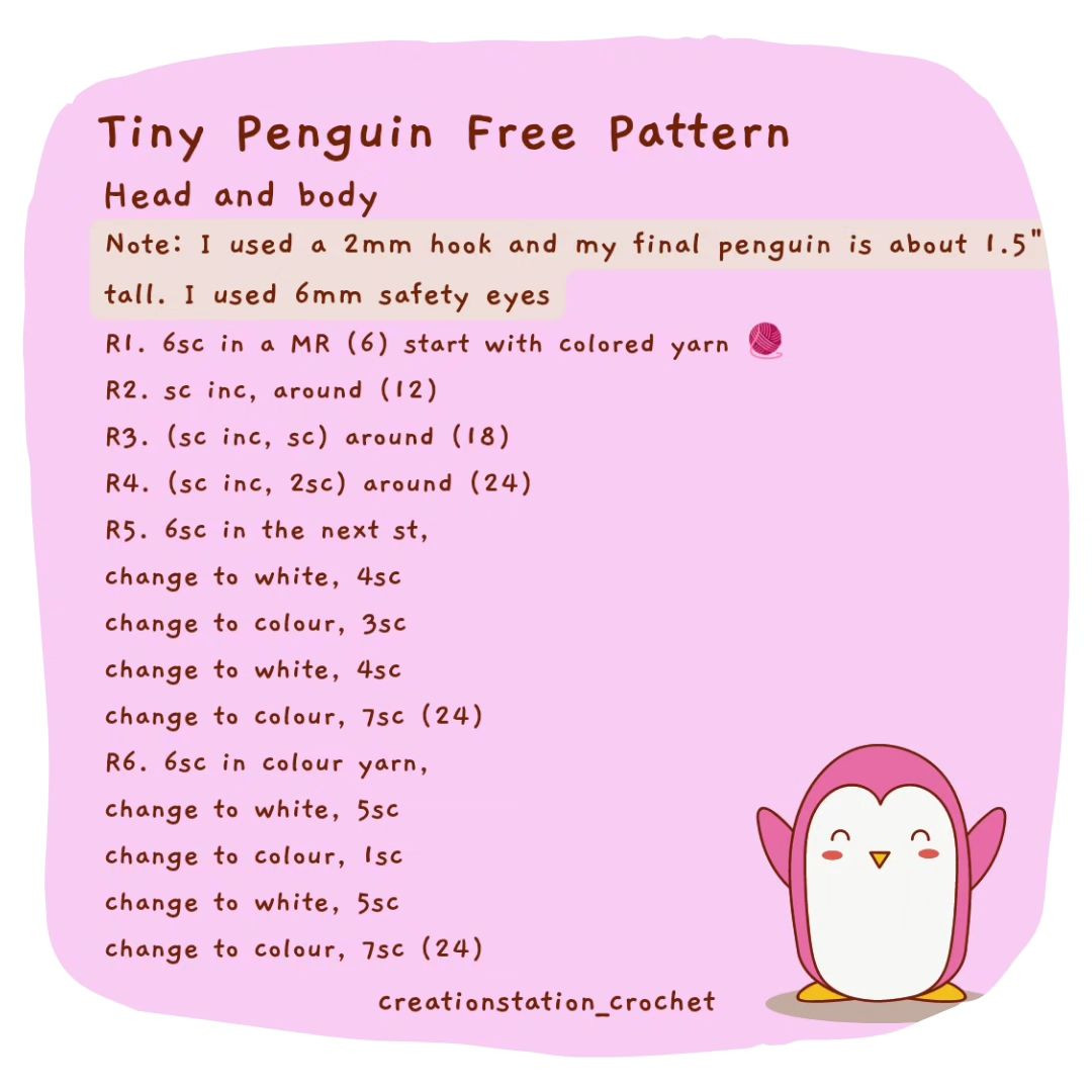 crochet tiny penguin free pattern