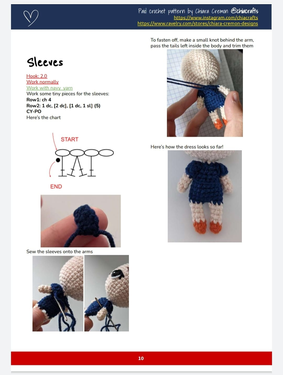 doll keychain with red bow crochet pattern