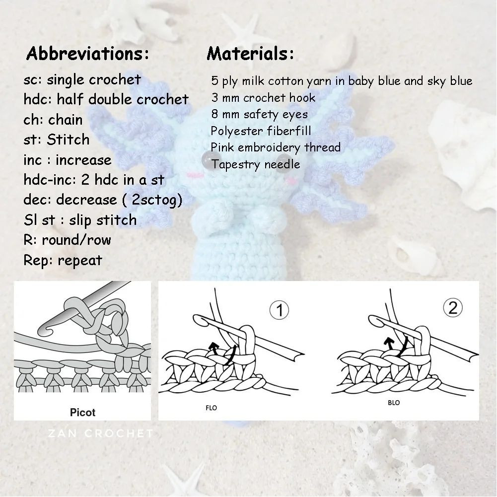 Free crochet pattern axolotl blue