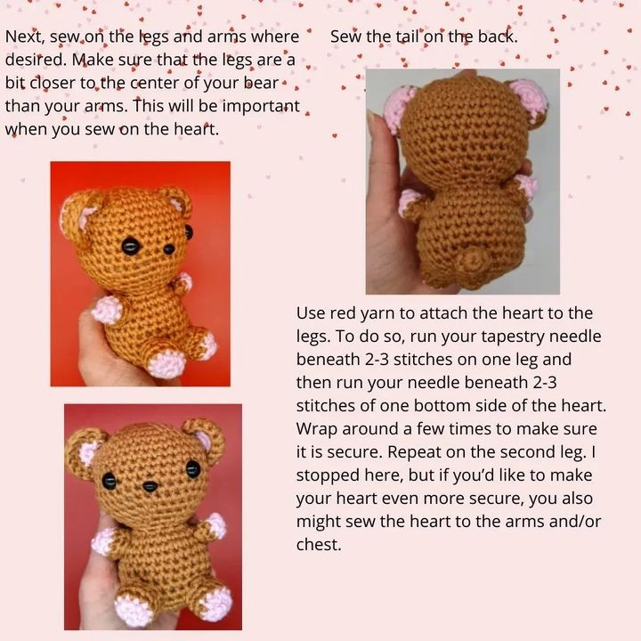 free crochet pattern bear hugging a heart