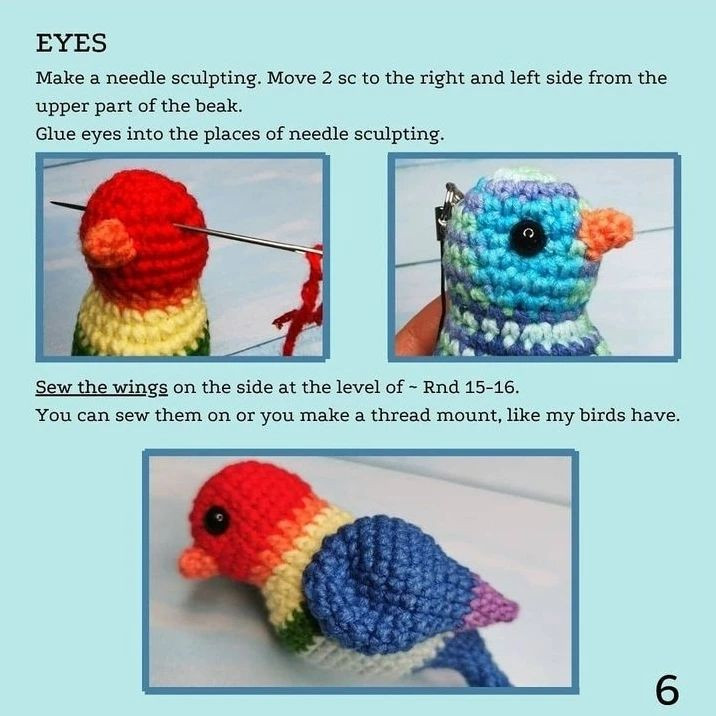 Free crochet pattern bird keychain