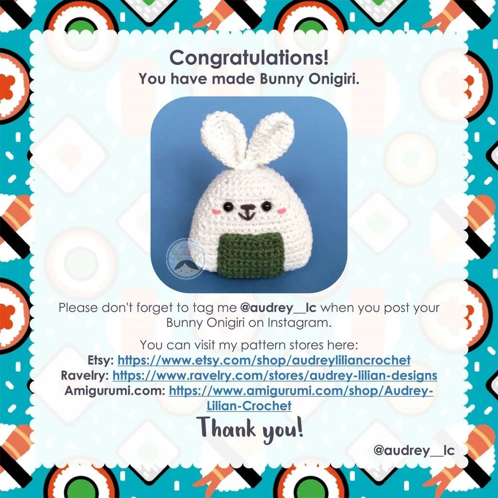free crochet pattern bunny onigiri