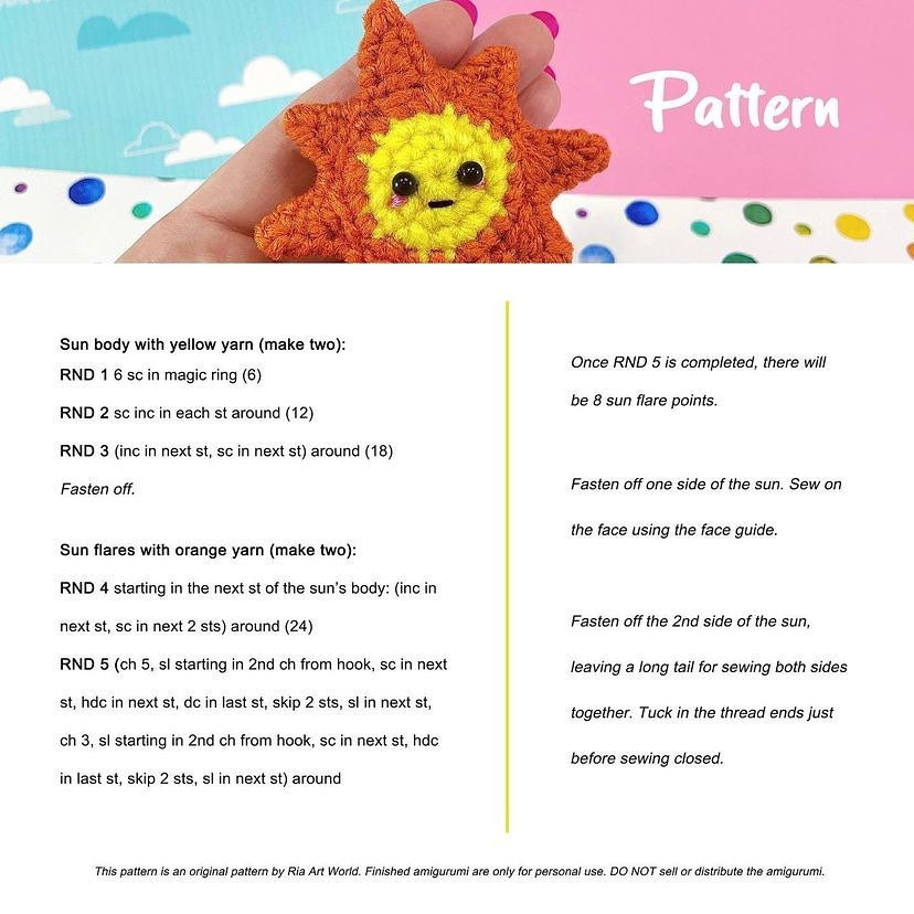 free crochet pattern happy sun