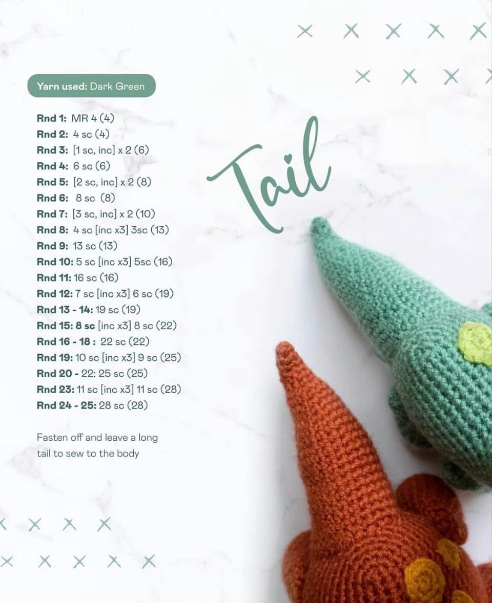 Free crochet pattern herbivorous dinosaur