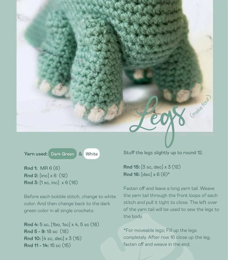 Free crochet pattern herbivorous dinosaur