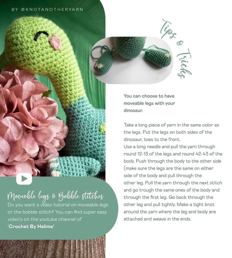 Free crochet pattern herbivorous dinosaur