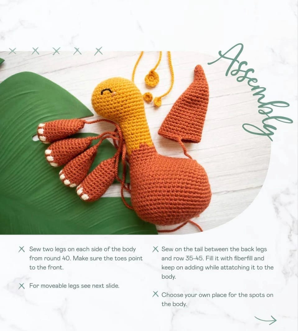 Free crochet pattern herbivorous dinosaur