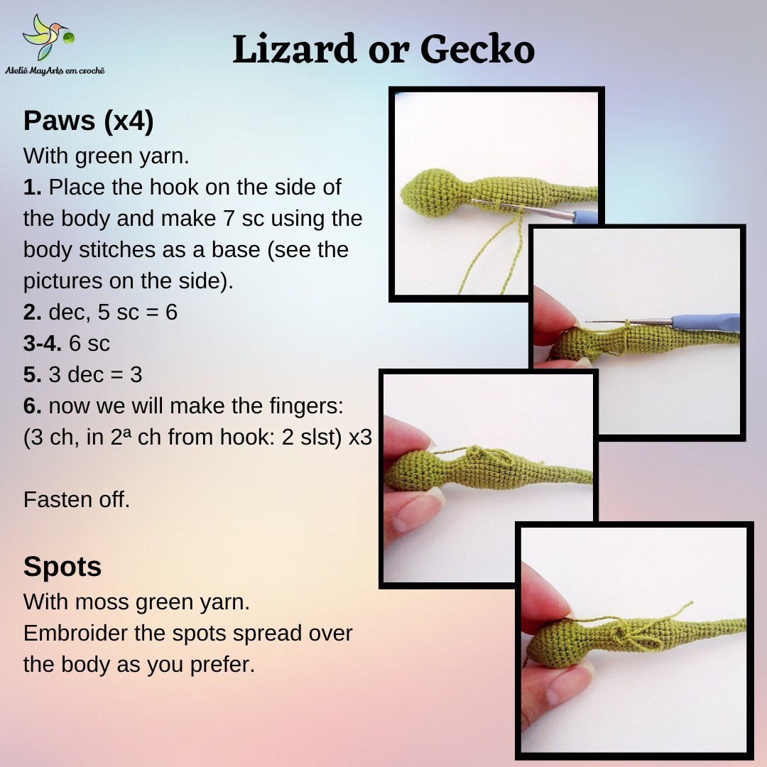 free crochet pattern keychain lizard, lizard or gecko
