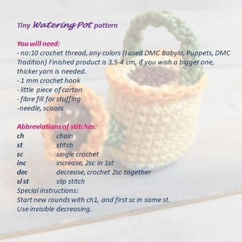 free crochet pattern little watering pot