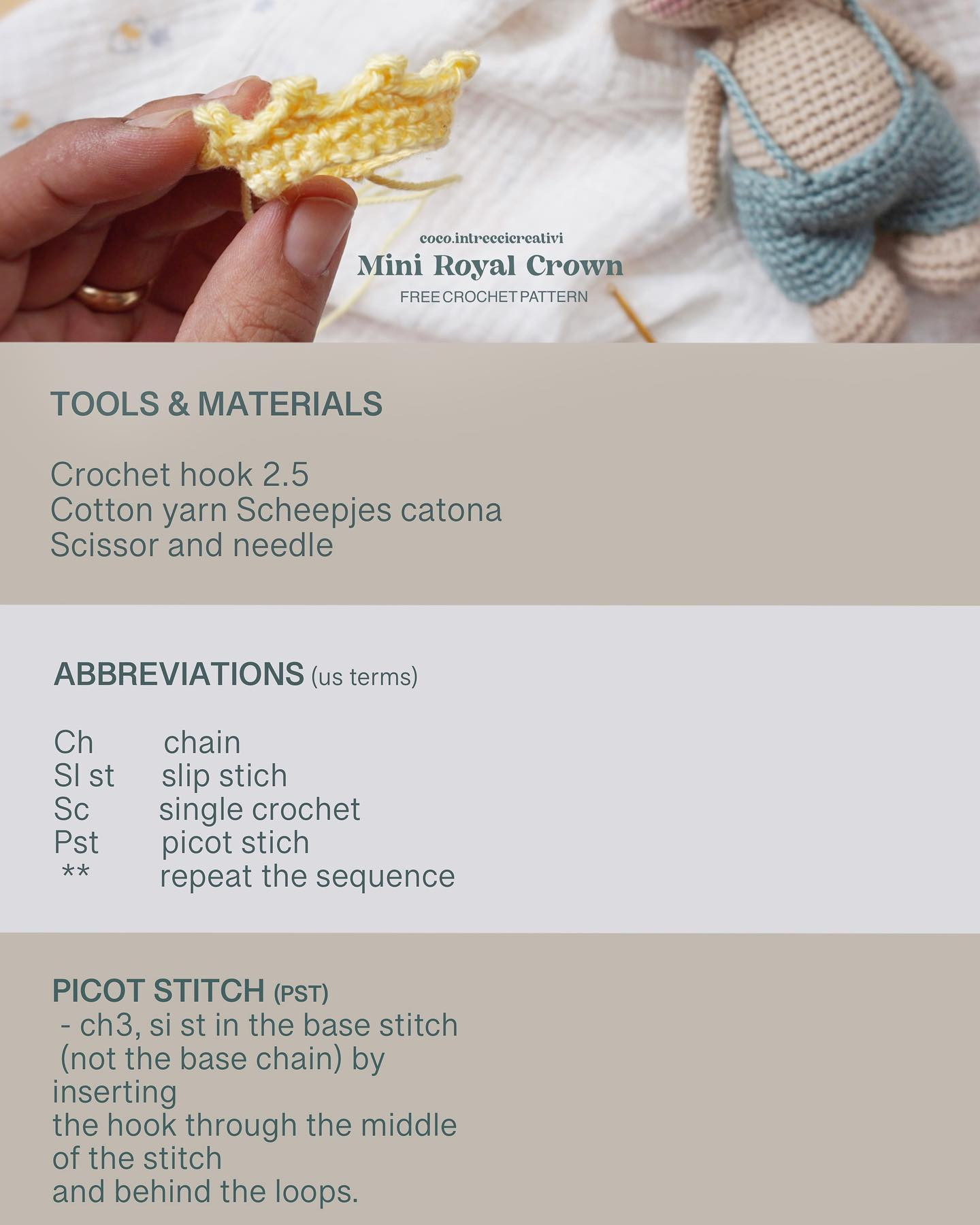 free crochet pattern mini royal crown