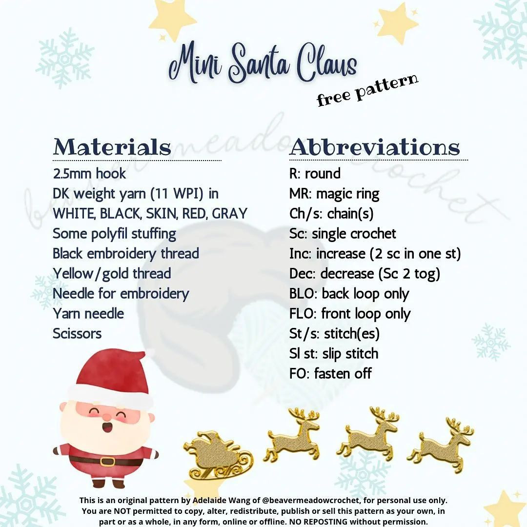 free crochet pattern mini santa claus