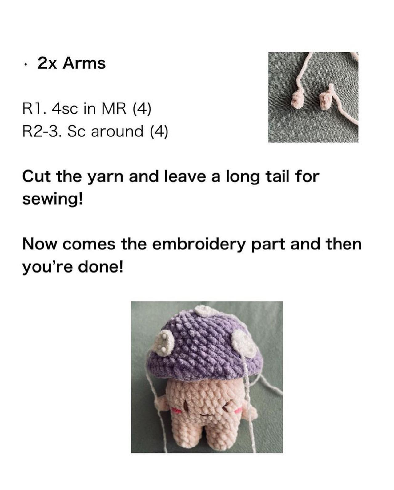 free crochet pattern mushroom purple hat, red hat, white spots