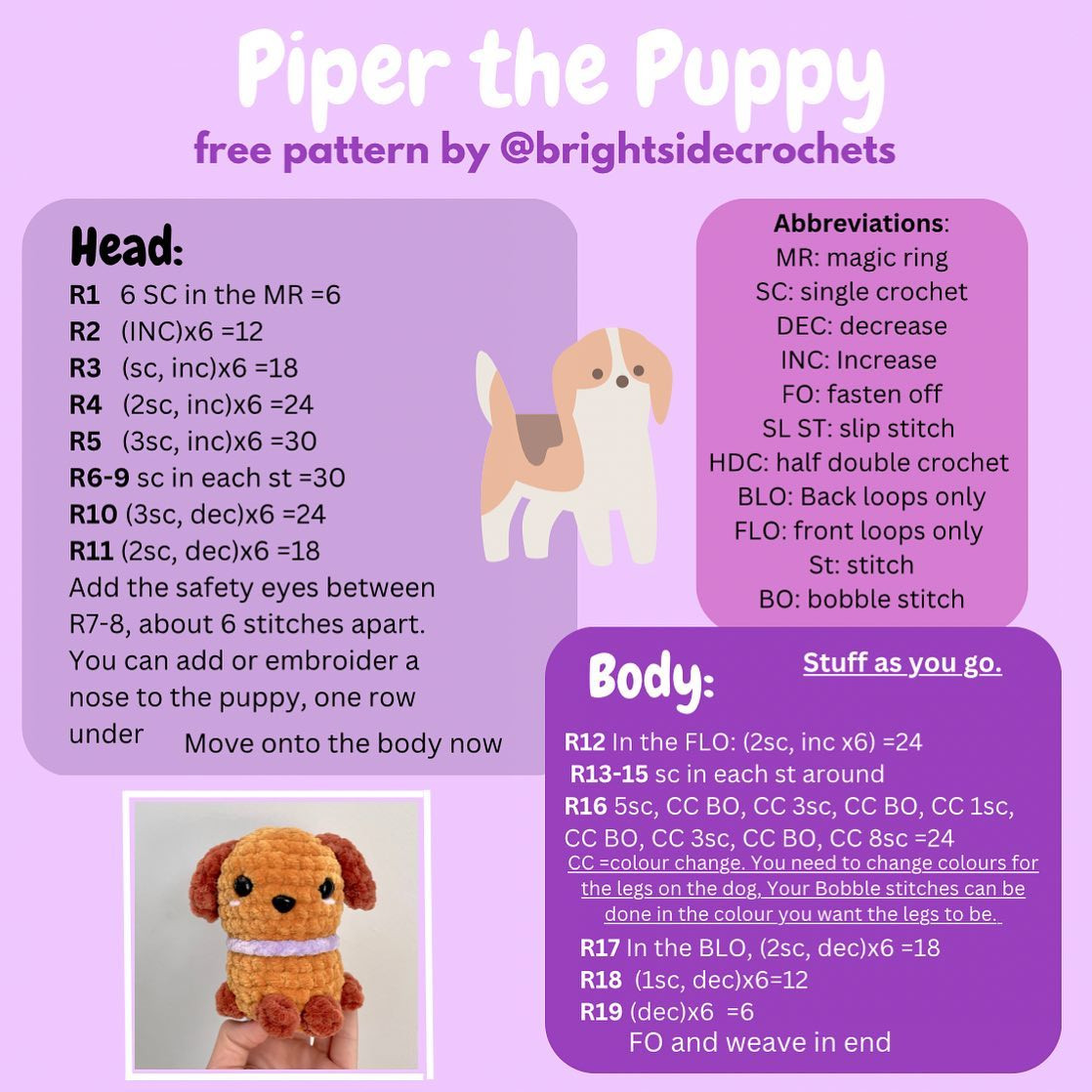 free crochet pattern piper the puppy