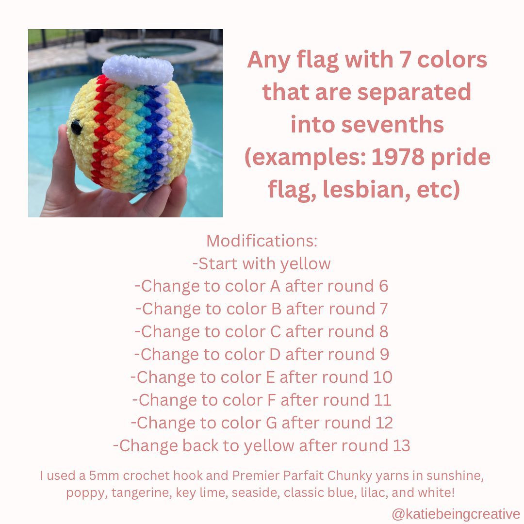 free crochet pattern pride bee modifications