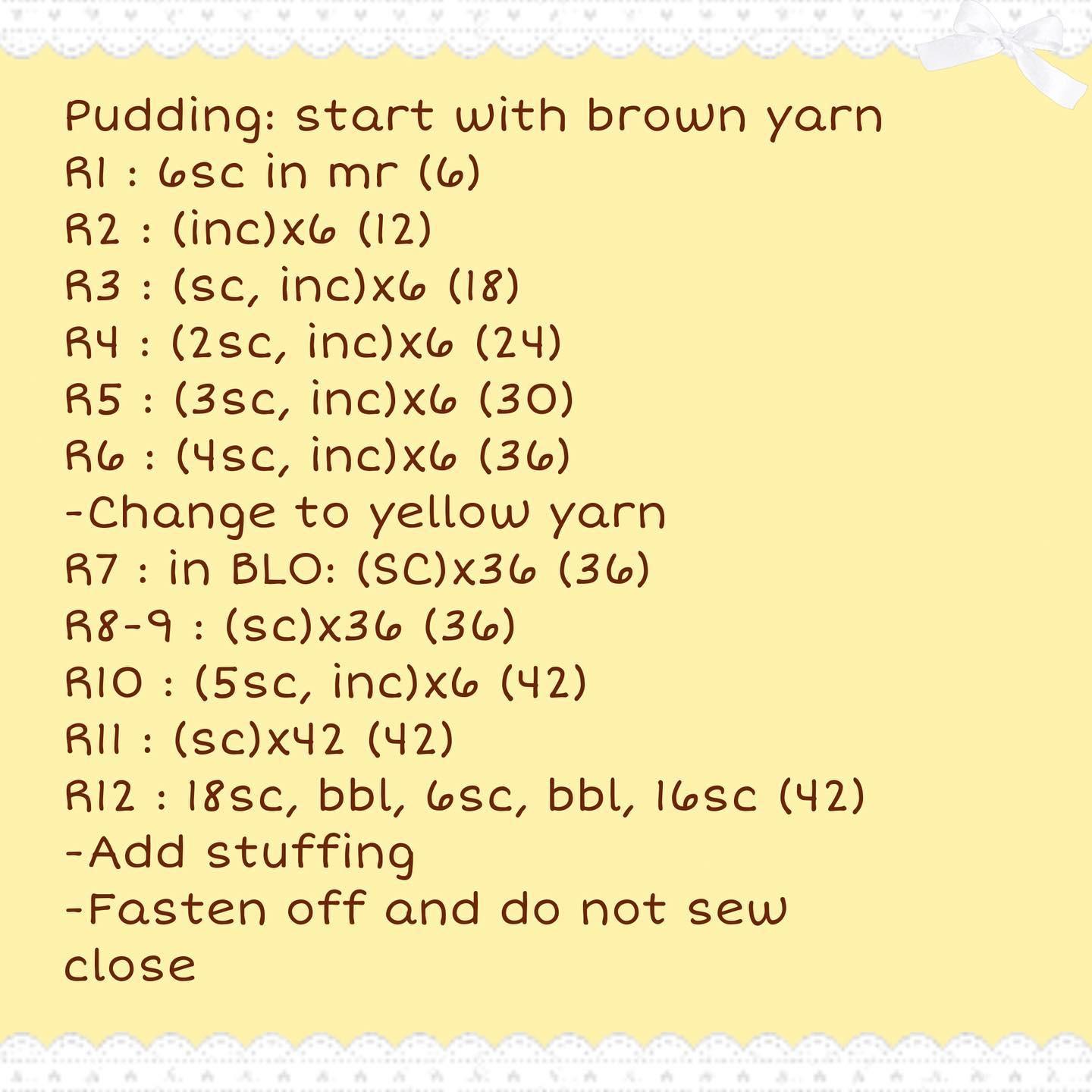 free crochet pattern pudding bunny
